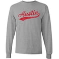 thumbnail image 1 of UGP Campus Apparel Austin Baseball Script - Hometown Pride, Pitcher Long Sleeve T Shirt - X-Large - Sport Grey, 1 of 6
