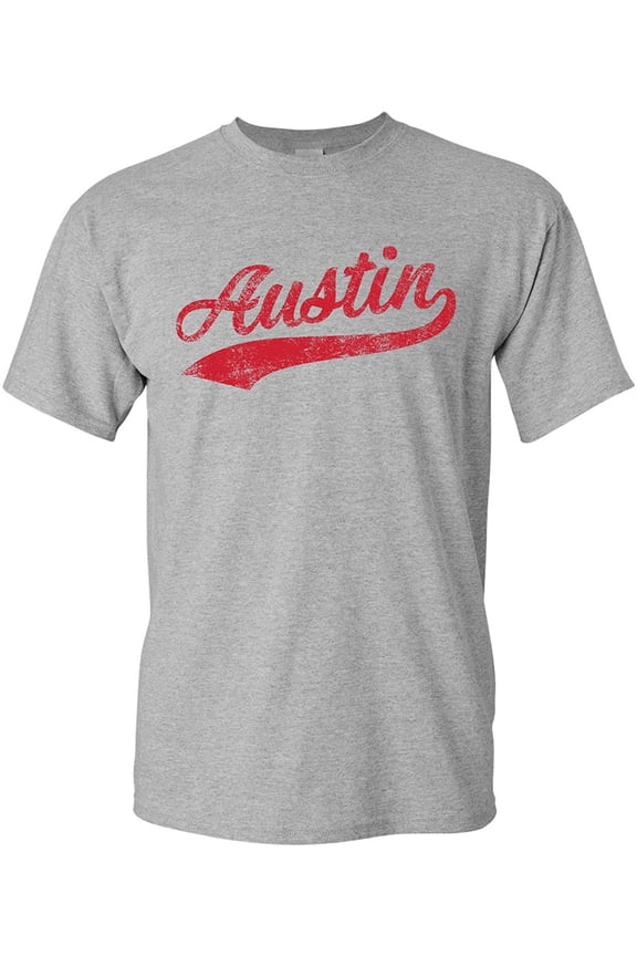 Apparel Austin Baseball Script - T-Shirt - Large - Sport Grey