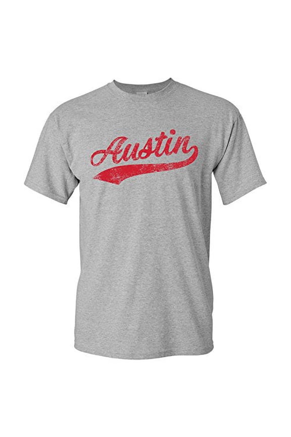 Apparel Austin City Baseball Script Basic Cotton T-Shirt - Medium - Sport Grey