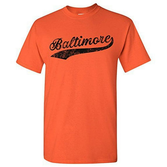 UGP Campus Apparel Baltimore City Baseball Script Basic Cotton T-Shirt - X-Large - Orange