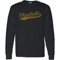 thumbnail image 1 of UGP Campus Apparel Charlotte Baseball Script - Adult Unisex Long Sleeve T Shirt - X-Large - Black, 1 of 6