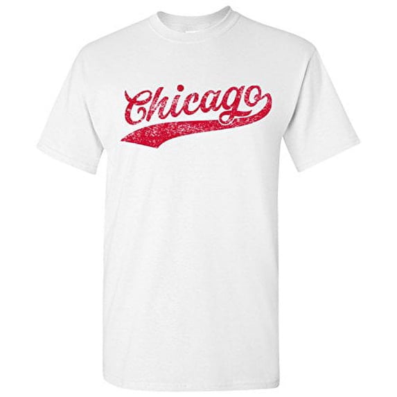 UGP Campus Apparel Chicago City Baseball Script Basic Cotton T-Shirt - 3X-Large - White
