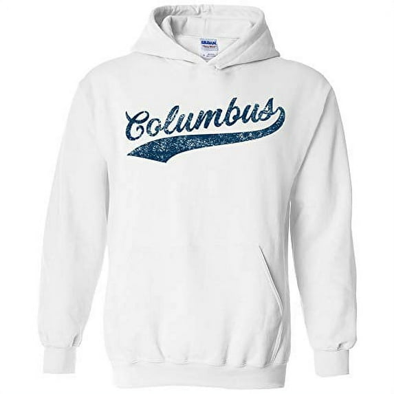 UGP Campus Apparel Columbus Baseball Script - Hometown Pride, Pitcher Hoodie - Large - White