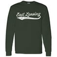 thumbnail image 1 of UGP Campus Apparel East Lansing Baseball Script - Hometown Pride, Pitcher Long Sleeve T Shirt - Medium - Forest, 1 of 6