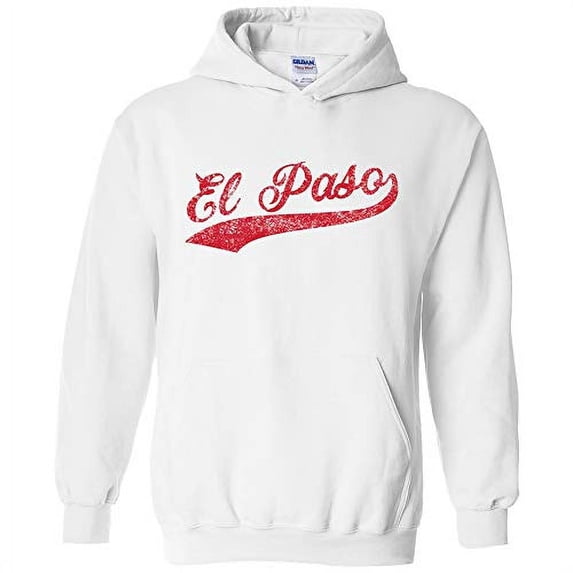 UGP Campus Apparel El Paso Baseball Script - Hometown Pride, Pitcher Hoodie - X-Large - White