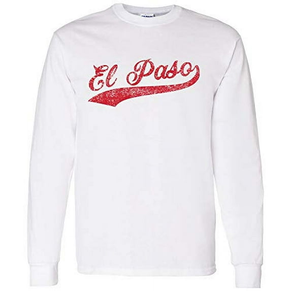 UGP Campus Apparel El Paso Baseball Script - Hometown Pride, Pitcher Long Sleeve T Shirt - X-Large - White