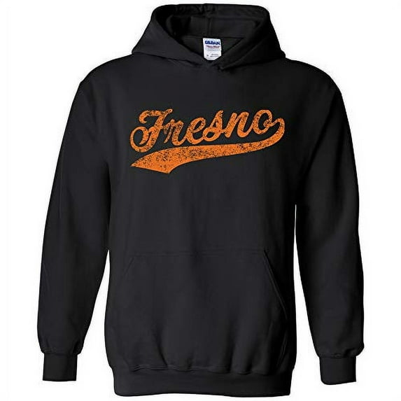 UGP Campus Apparel Fresno Baseball Script - Hometown Pride, Pitcher Hoodie - Large - Black
