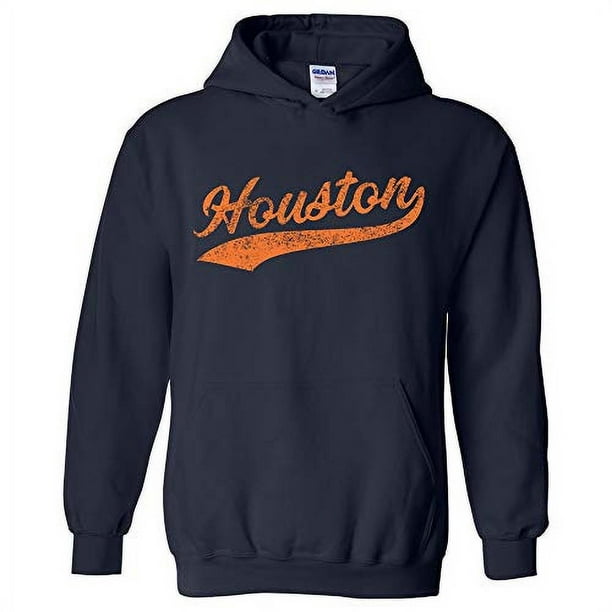 UGP Campus Apparel Houston Baseball Script - Hometown Pride, Pitcher Hoodie - 2X-Large - Navy