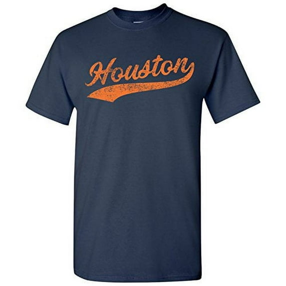 UGP Campus Apparel Houston City Baseball Script Basic Cotton T-Shirt - 3X-Large - Navy