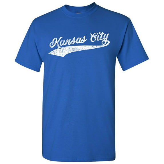 UGP Campus Apparel Kansas City Baseball Script Basic Cotton T-Shirt - Medium - Royal Blue