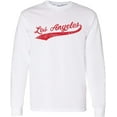 thumbnail image 1 of UGP Campus Apparel Los Angeles Baseball Script - Hometown Pride, Pitcher Long Sleeve T Shirt - Large - White/Red, 1 of 6