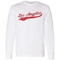 thumbnail image 1 of UGP Campus Apparel Los Angeles Baseball Script - Hometown Pride, Pitcher Long Sleeve T Shirt - Small - White/Red, 1 of 6
