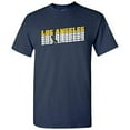 thumbnail image 1 of UGP Campus Apparel Los Angeles Retro Repeat - Sports Team City Pride Tailgating T Shirt - Large - Navy w/Gold & White Print, 1 of 6