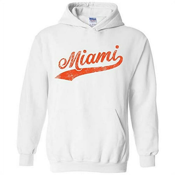 UGP Campus Apparel Miami Baseball Script - Hometown Pride, Pitcher Hoodie - 2X-Large - White