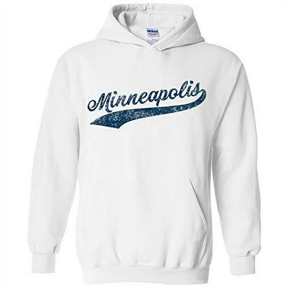 UGP Campus Apparel Minneapolis Baseball Script - Hometown Pride, Pitcher Hoodie - Large - White