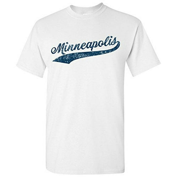 UGP Campus Apparel Minneapolis City Baseball Script Basic Cotton T-Shirt - 3X-Large - White