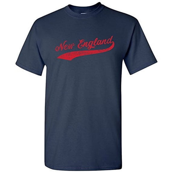UGP Campus Apparel New England City Baseball Script Basic Cotton T Shirt - 2X-Large - Navy