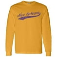 thumbnail image 1 of UGP Campus Apparel New Orleans Baseball Script - Hometown Pride, Pitcher Long Sleeve T Shirt - 2X-Large - Gold, 1 of 6