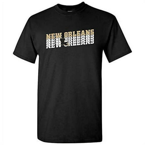 UGP Campus Apparel New Orleans Retro Repeat - Sports Team City Pride Tailgating T Shirt - Small - Black