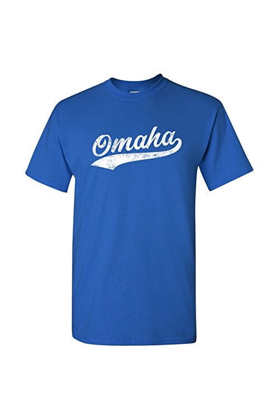 Apparel Omaha City Baseball Script Basic Cotton T-Shirt - 2X-Large - Royal Blue