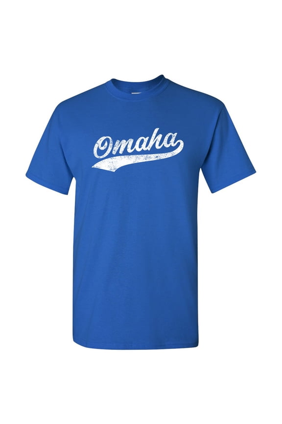 Apparel Omaha City Baseball Script Basic Cotton T-Shirt - Medium - Royal Blue
