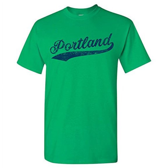 UGP Campus Apparel Portland City Baseball Script Basic Cotton T-Shirt - 3X-Large - Green