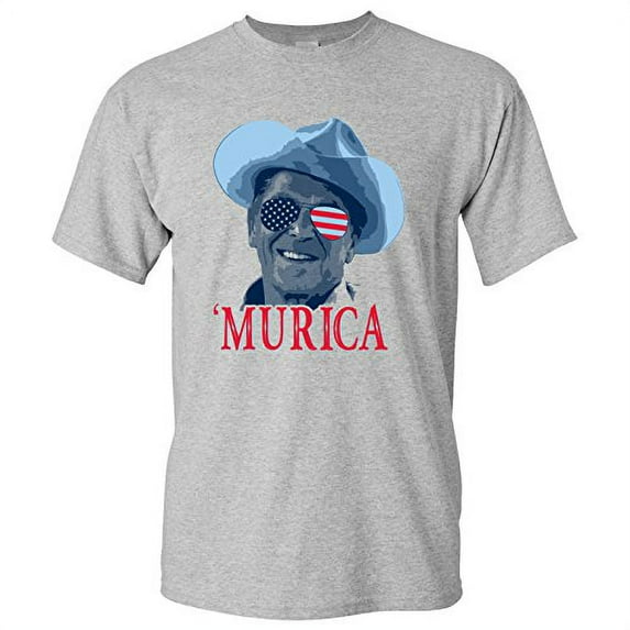 UGP Campus Apparel Ronald Reagan Murica Basic Cotton T-Shirt - 3X-Large - Sport Grey