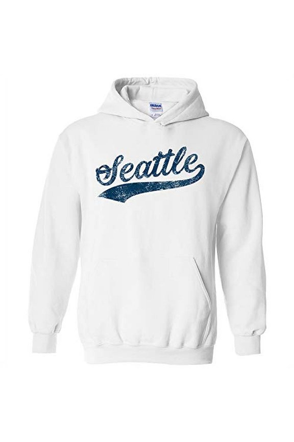 Apparel Seattle Baseball Script - Hometown Pride, Pitcher Hoodie - Medium - White
