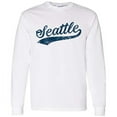 thumbnail image 1 of UGP Campus Apparel Seattle Baseball Script - Hometown Pride, Pitcher Long Sleeve T Shirt - Small - White, 1 of 6
