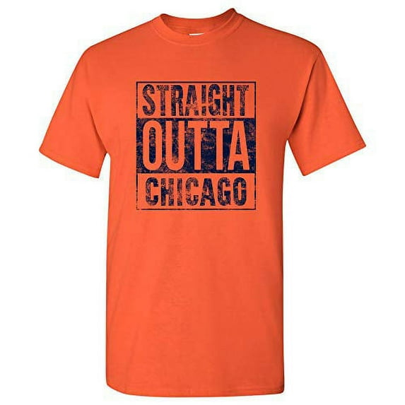 UGP Campus Apparel Straight Outta Chicago - Chicago Football T Shirt - Medium - Orange