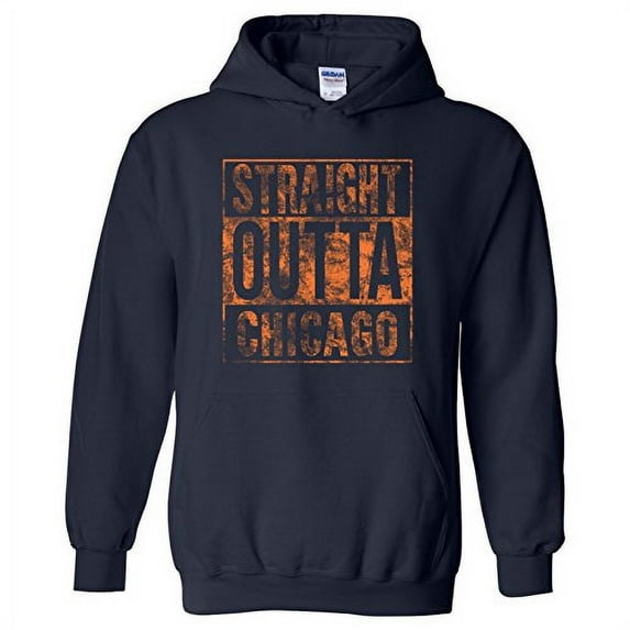 UGP Campus Apparel Straight Outta Chicago - Illinois Football Hometown Pride Hoodie - Small - Navy