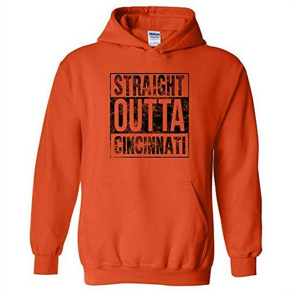 UGP Campus Apparel Straight Outta Cincinnati - Ohio Football Hometown Pride Hoodie - Large - Orange