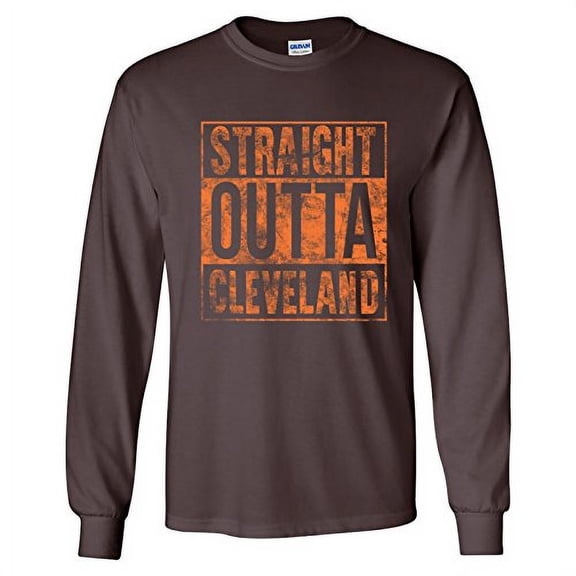 UGP Campus Apparel Straight Outta Cleveland Long Sleeve T-Shirt - Large - Brown