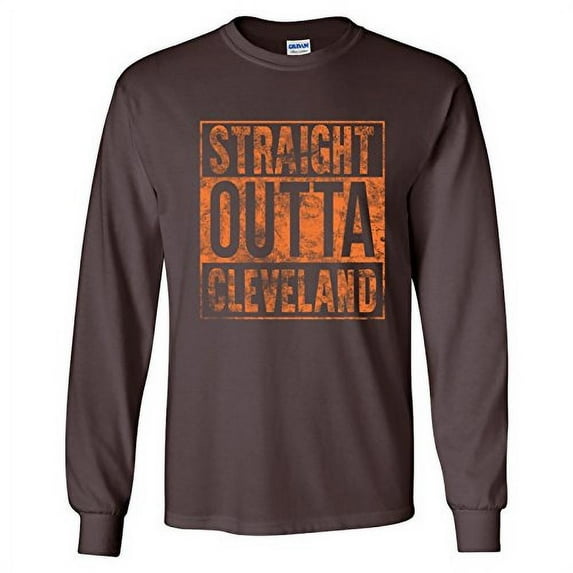 UGP Campus Apparel Straight Outta Cleveland Long Sleeve T-Shirt - Small - Brown