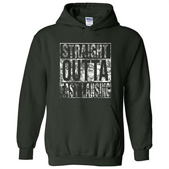 UGP Campus Apparel Straight Outta East Lansing - Michigan Football Hometown Pride Hoodie - X-Large - Forest