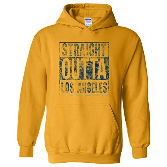 UGP Campus Apparel Straight Outta Los Angeles - California Football Hometown Pride Hoodie - Large - Gold