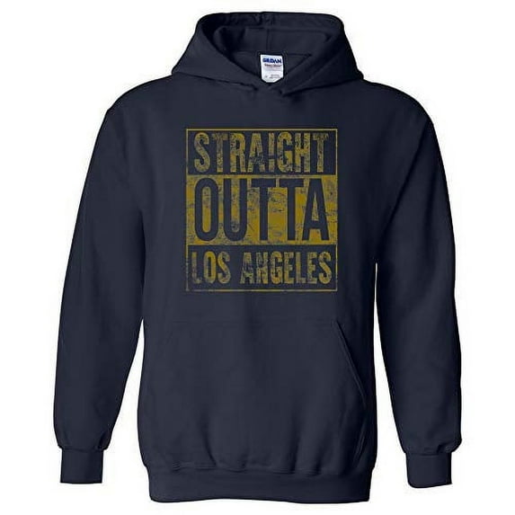 UGP Campus Apparel Straight Outta Los Angeles - LA Football Pride Hoodie - Medium - Navy w/Old Gold Print