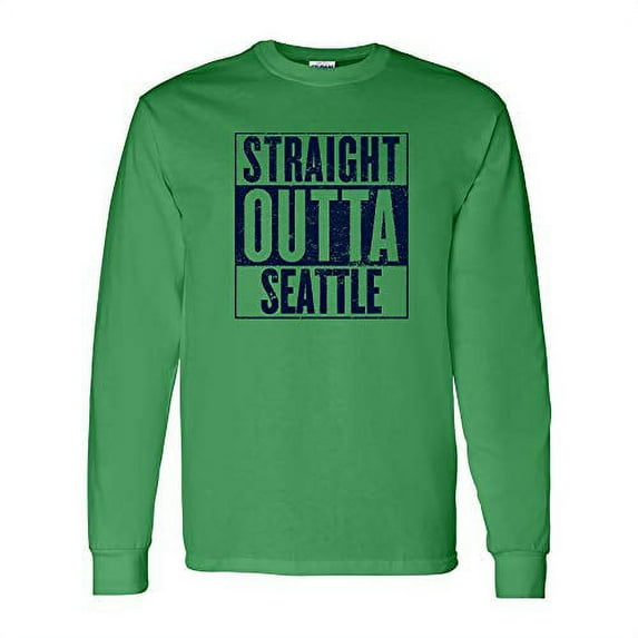 UGP Campus Apparel Straight Outta Seattle - Seattle Football Long Sleeve T Shirt - Medium - Irish Green