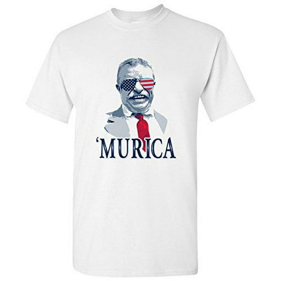 UGP Campus Apparel Theodore Roosevelt Murica Basic Cotton T-Shirt - 2X-Large - White