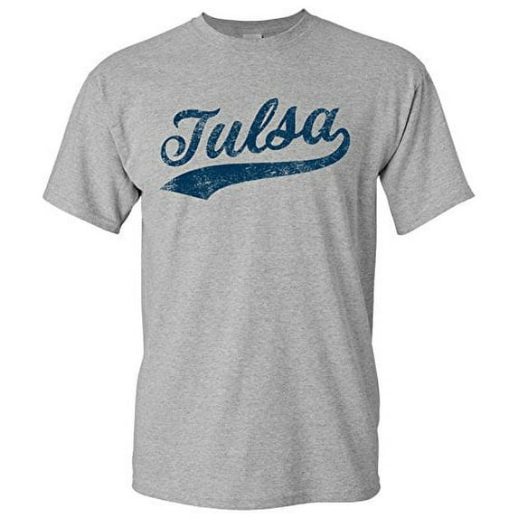 UGP Campus Apparel Tulsa City Baseball Script Basic Cotton T-Shirt - 3X-Large - Sport Grey