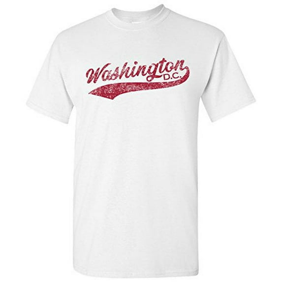 UGP Campus Apparel Washington DC City Baseball Script Basic Cotton T-Shirt - Large - White