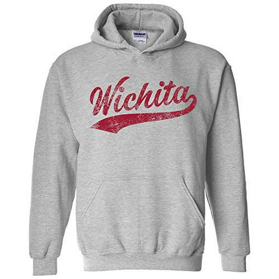 UGP Campus Apparel Wichita Baseball Script - Hometown Pride, Pitcher Hoodie - 3X-Large - Sport Grey