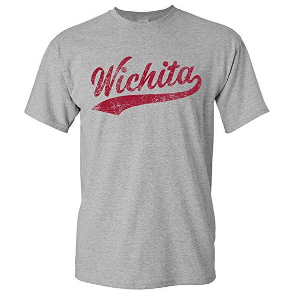 UGP Campus Apparel Wichita City Baseball Script Basic Cotton T-Shirt - Small - Sport Grey