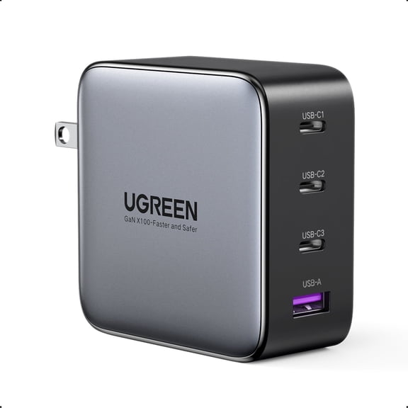 UGREEN 100W USB C Charger, Nexode 4-Port GaN Foldable Compact Fast Wall Charger for Laptop, compatible for MacBook, compatible for iPad, compatible for iPhone, Steam Deck