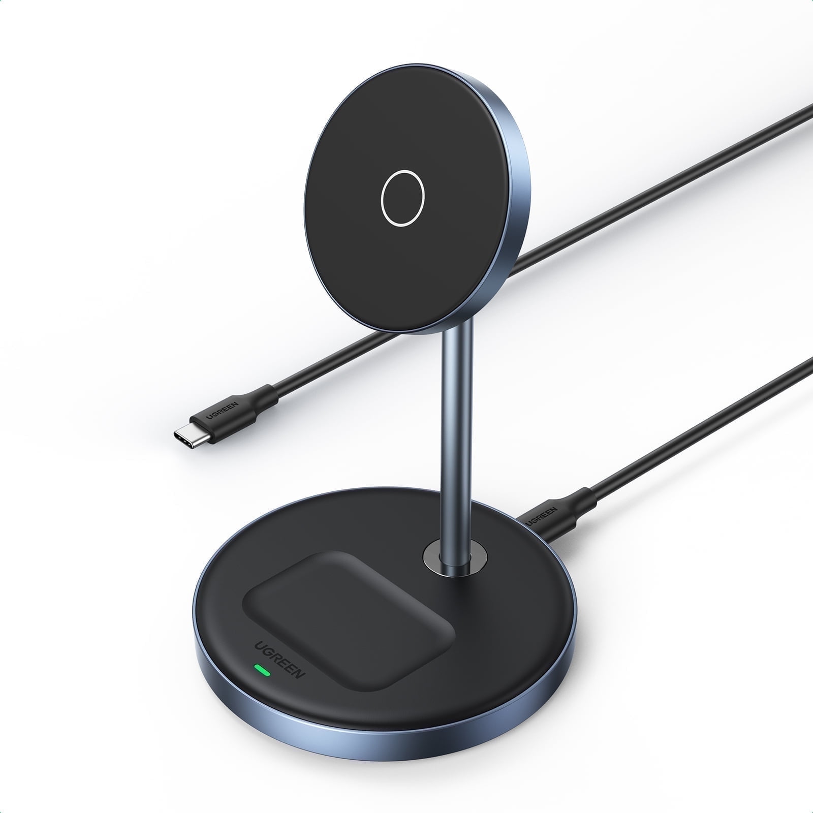 UGREEN 2-in-1 Wireless Magsafe Charger for iPhone 16/15/14/13/12 Series and AirPods Series, Black