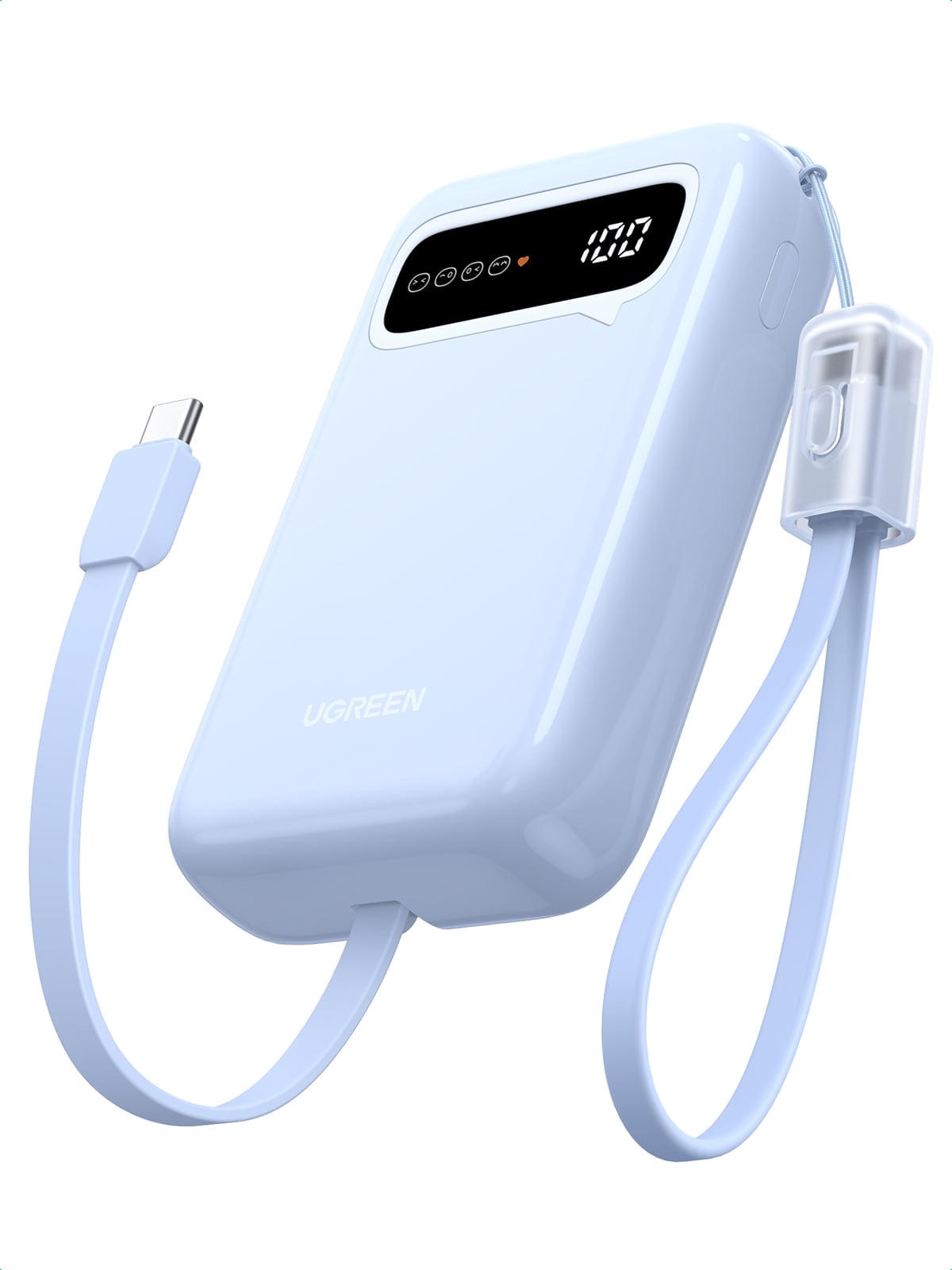 UGREEN Power Bank, 20,000mAh Portable Charger with Dual Built-in Cables, 22.5W Max Output, Smart Digital Display, Battery Pack compatible for iPhone Series,  compatible for iPad, and More