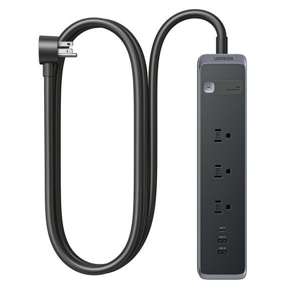 UGREEN 3-Outlet Surge Protector with 30W USB-C GaN Fast Charging & 1600J Surge Protection