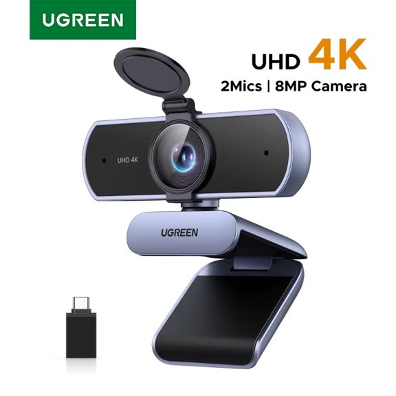 UGREEN 4K Webcam for PC Ultra HD Web Camera with Microphone, Privacy Cover, 70 Fov, PDAF Autofocus, USB A & USB C Adapter, Plug & Play, for Streaming, Conference, Zoom, Switch 2