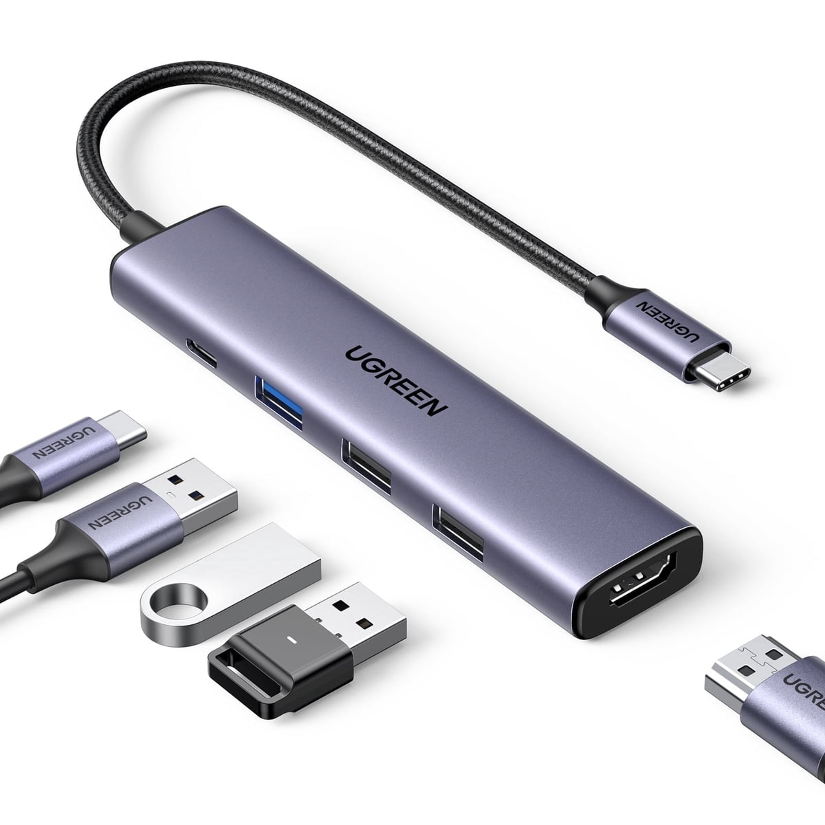 UGREEN 5-in-1 USB-C Hub with 4K HDMI, 100W PD, and USB 3.0/2.0