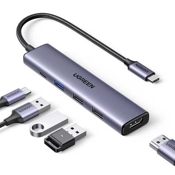 UGREEN 5 in 1 USB Hub, USB C to 4K HDMI, USB 3.0/2.0, PD 100W, Compatible for MacBook Laptop Tablets